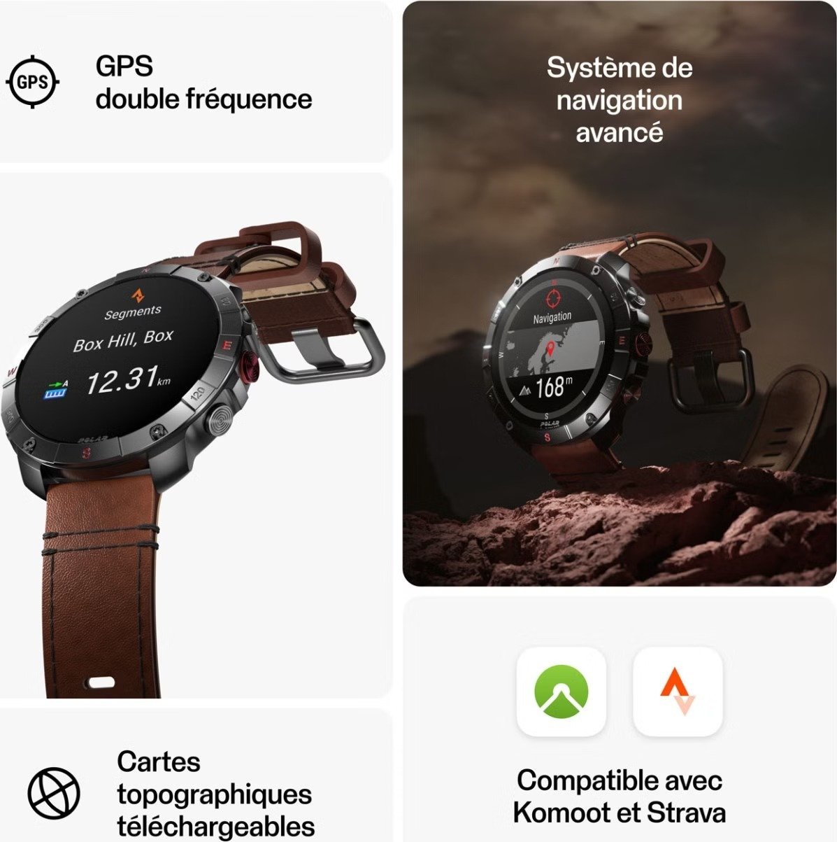 Montre GPS Polar Grit X2 Pro Titane Gris Titan Marron – Image 2