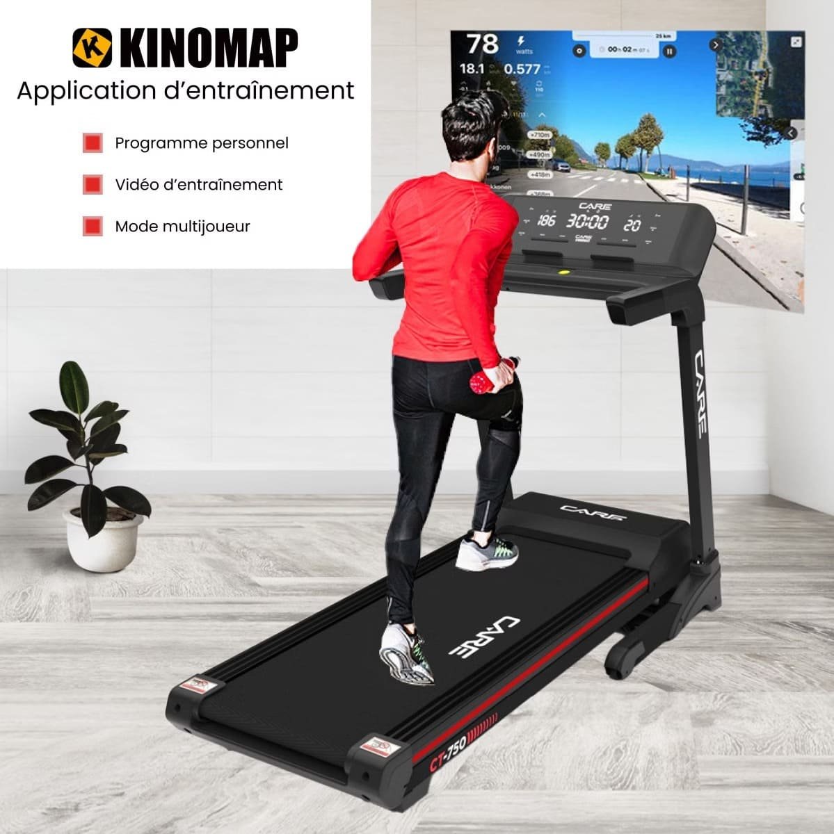 Tapis de course connecté - Care Fitness- CT-750 - KINOMAP – Image 4