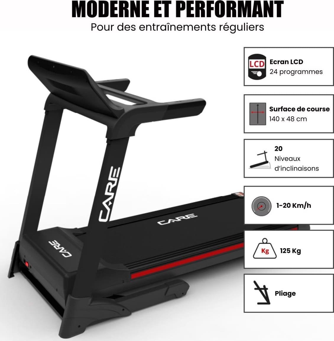 Tapis de course connecté - Care Fitness- CT-750 - KINOMAP – Image 3